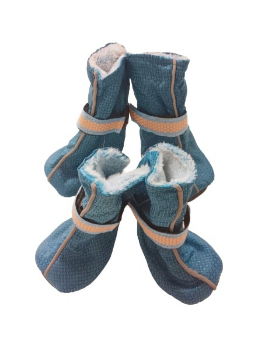 Top Paw Blue Reflective Dog Booties with Faux-Fur Lining